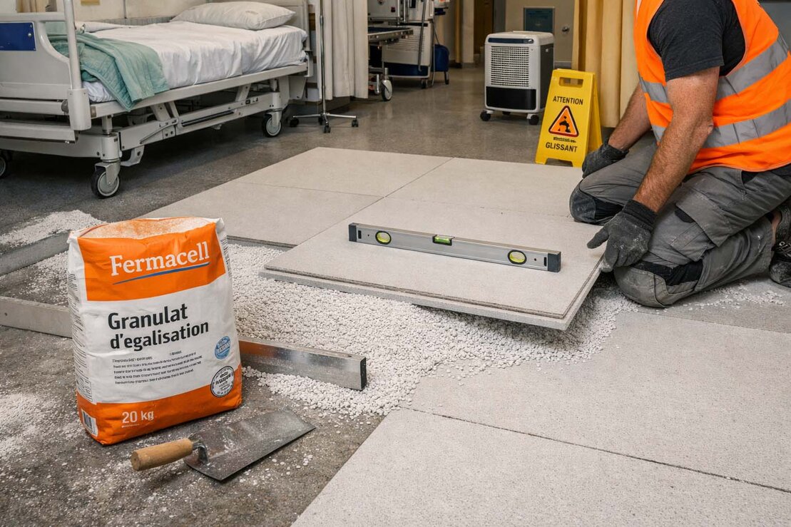 Chantier propre en site occupé pour chape sèche