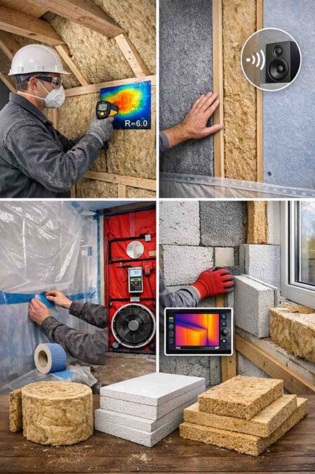 Schéma de couche d isolation avec pare-vapeur